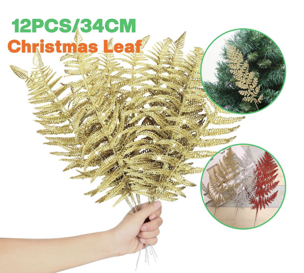 12Pcs) Christmas Tree Leaves Artificial Flower Pacogold Leaf within Gold Leaves For Christmas Tree