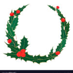 Christmas Wreath Holly Leaves And Berries Vector Image Regarding Christmas Wreath Leaves