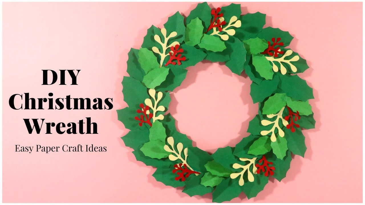 How To Make Christmas Wreath ? Diy Paper Wreath | Christmas Holly | Christmas Paper Decorations inside Christmas Wreath Leaves