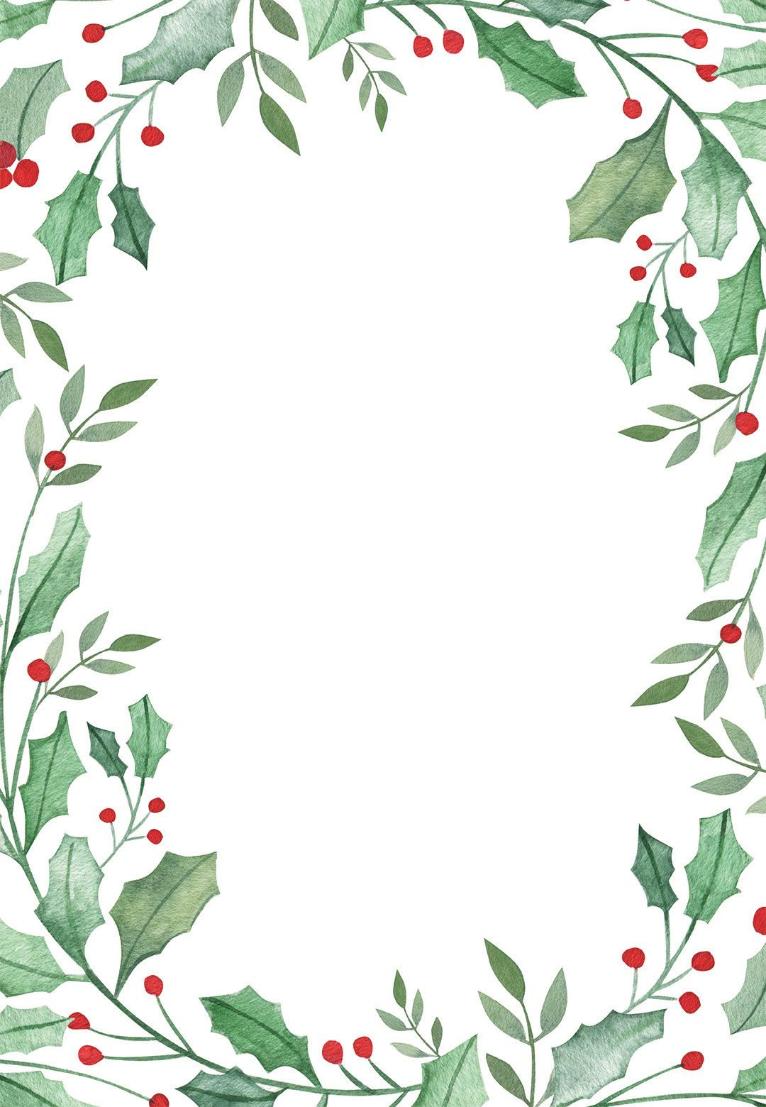 Leaf &amp;amp; Holly Border - Christmas Invitation Template | Greetings Island with Christmas Leaves Border