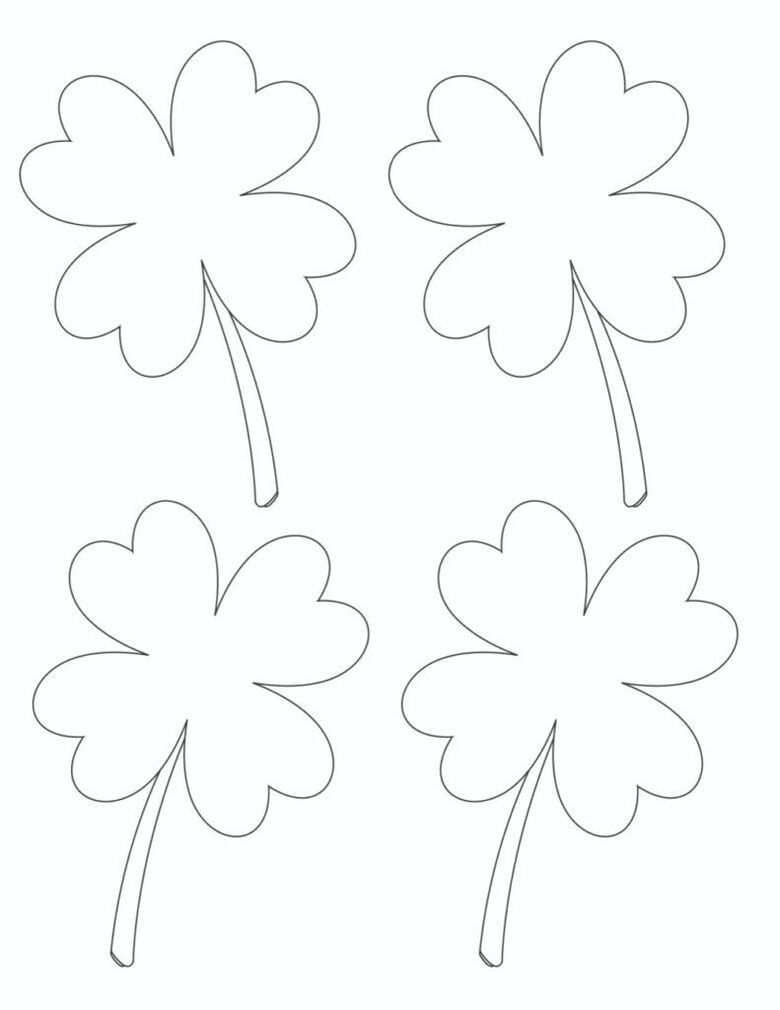 3 Free Printable Four Leaf Clover Outlines intended for 4 Leaf Clover Printable Template