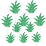 30Pcs Green Pineapple Leaf Cake Toppers Paper Cake Picks Cupcake Regarding Printable Pineapple Leaf Template