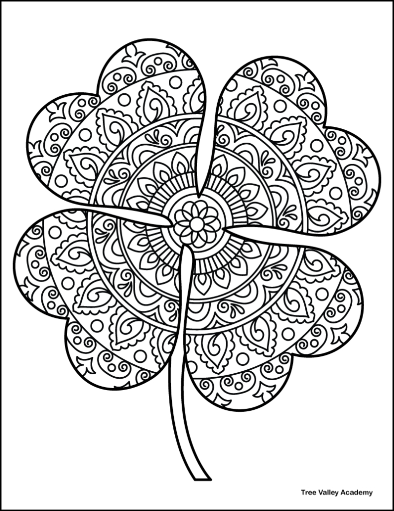 4 Leaf Clover Coloring Pages - Tree Valley Academy in 4 Leaf Clover Printable Template