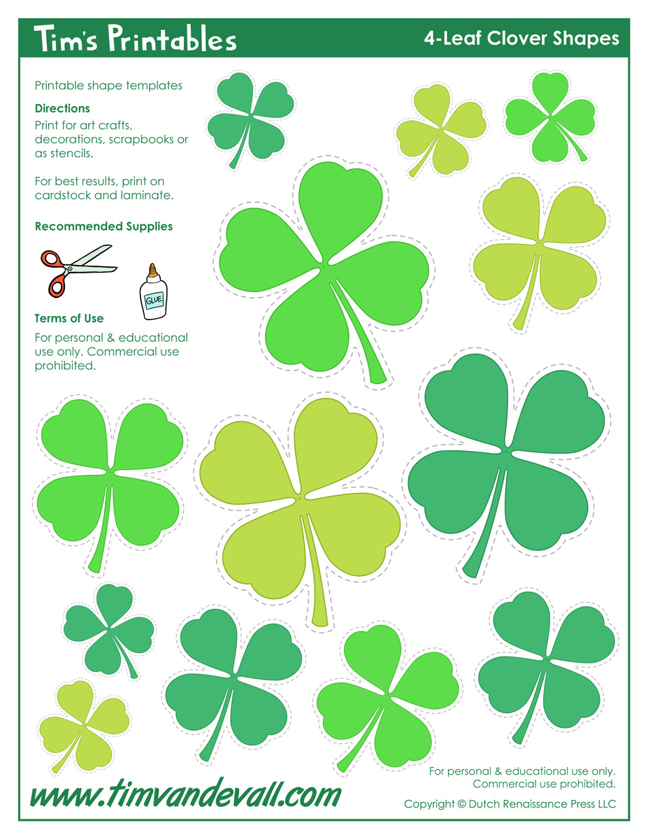 4-Leaf Clover Templates within 4 Leaf Clover Printable Template