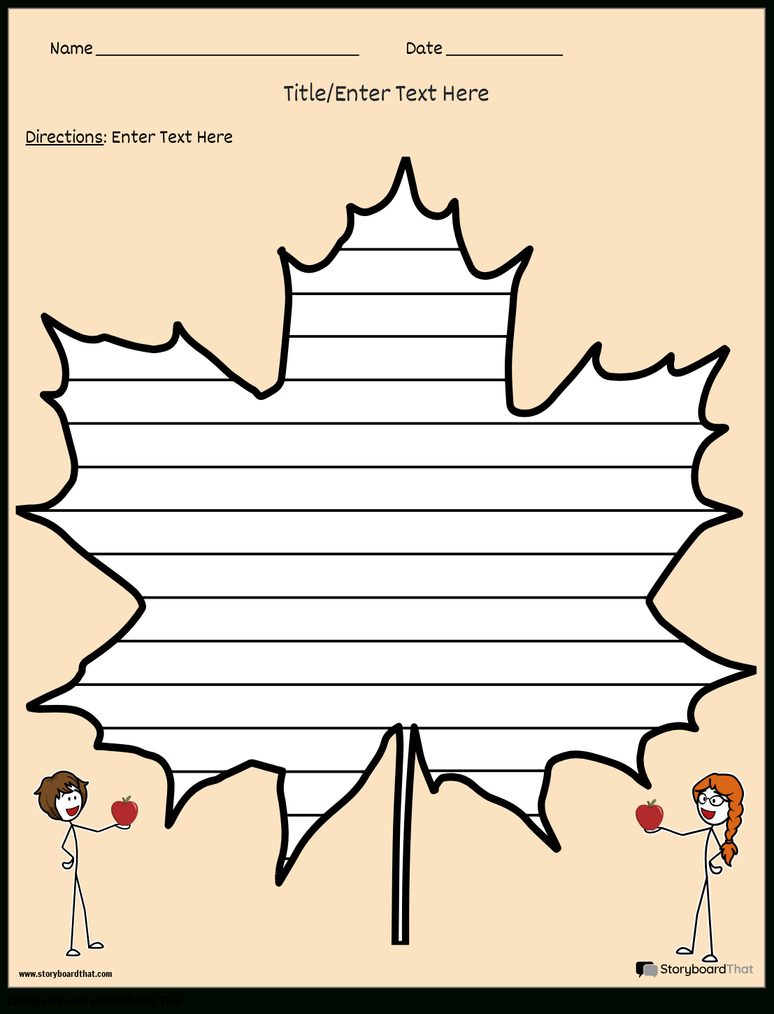 Autumn Leaf Themed Creative Writing Worksheet within Leaf Writing Template With Lines Printable