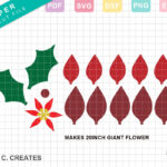 Christmas Poinsettia Paper Flower Template Svg Bundle Inside Poinsettia Leaf Template Printable