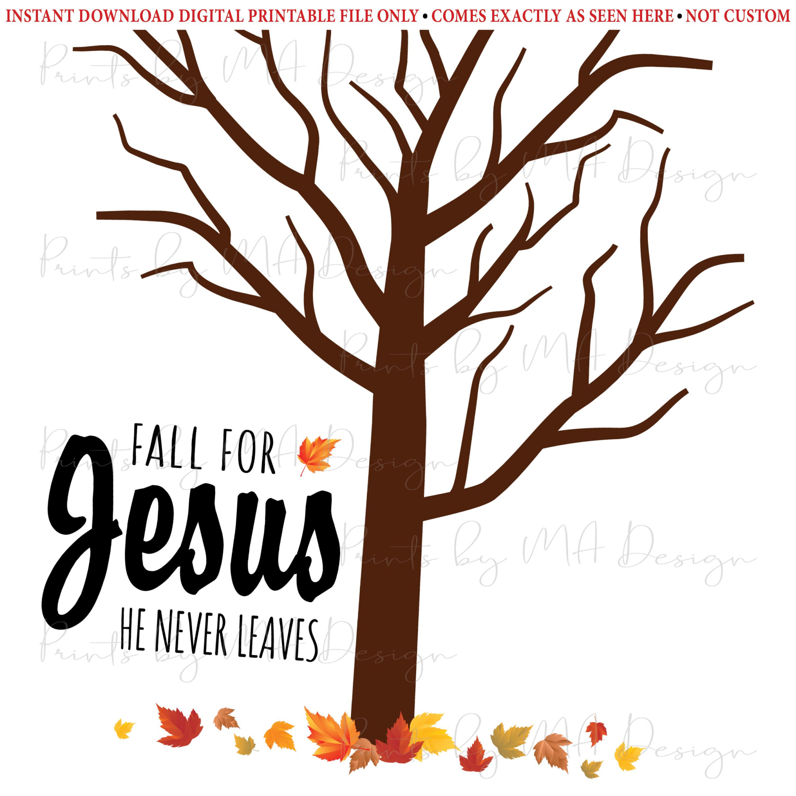Fall Fingerprint Craft, Fall For Jesus, Autumn Leaves, Tree throughout Fall For Jesus He Never Leaves Free Printable