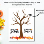 Fall For Jesus He Never Leaves Handprint Art, Printable Fall Craft Intended For Fall For Jesus He Never Leaves Printable