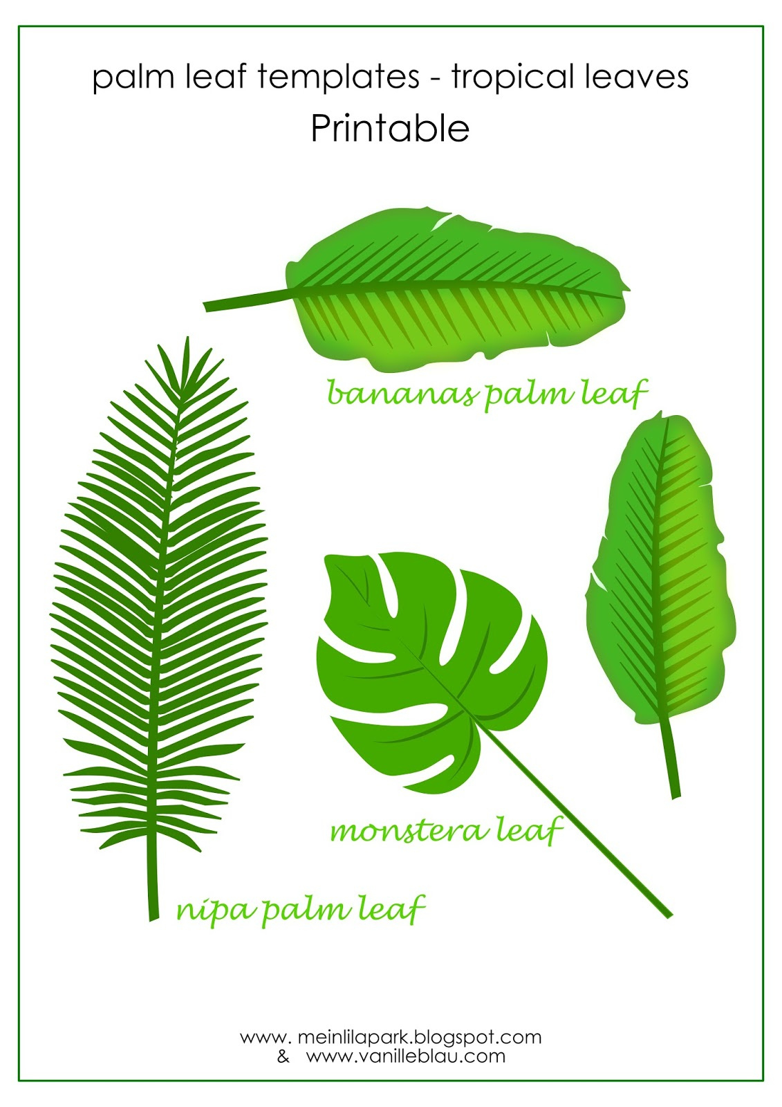 Free Printable Tropical Leaf Page Marker - Lesezeichen - Freebie regarding Palm Leaf Printable Template