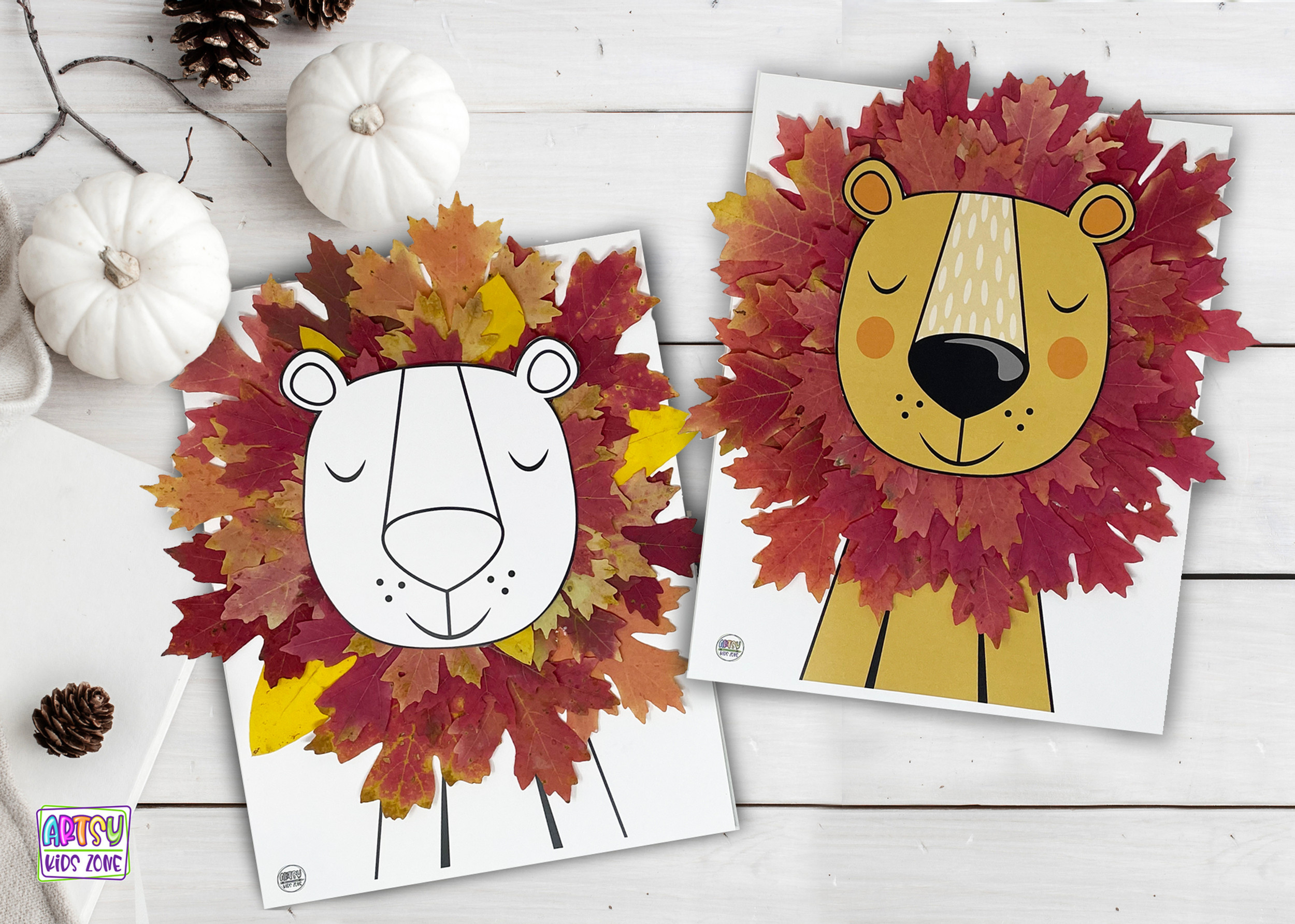 Leaf Art For Kids: Lion Template pertaining to Lion Leaf Craft With Printable Template