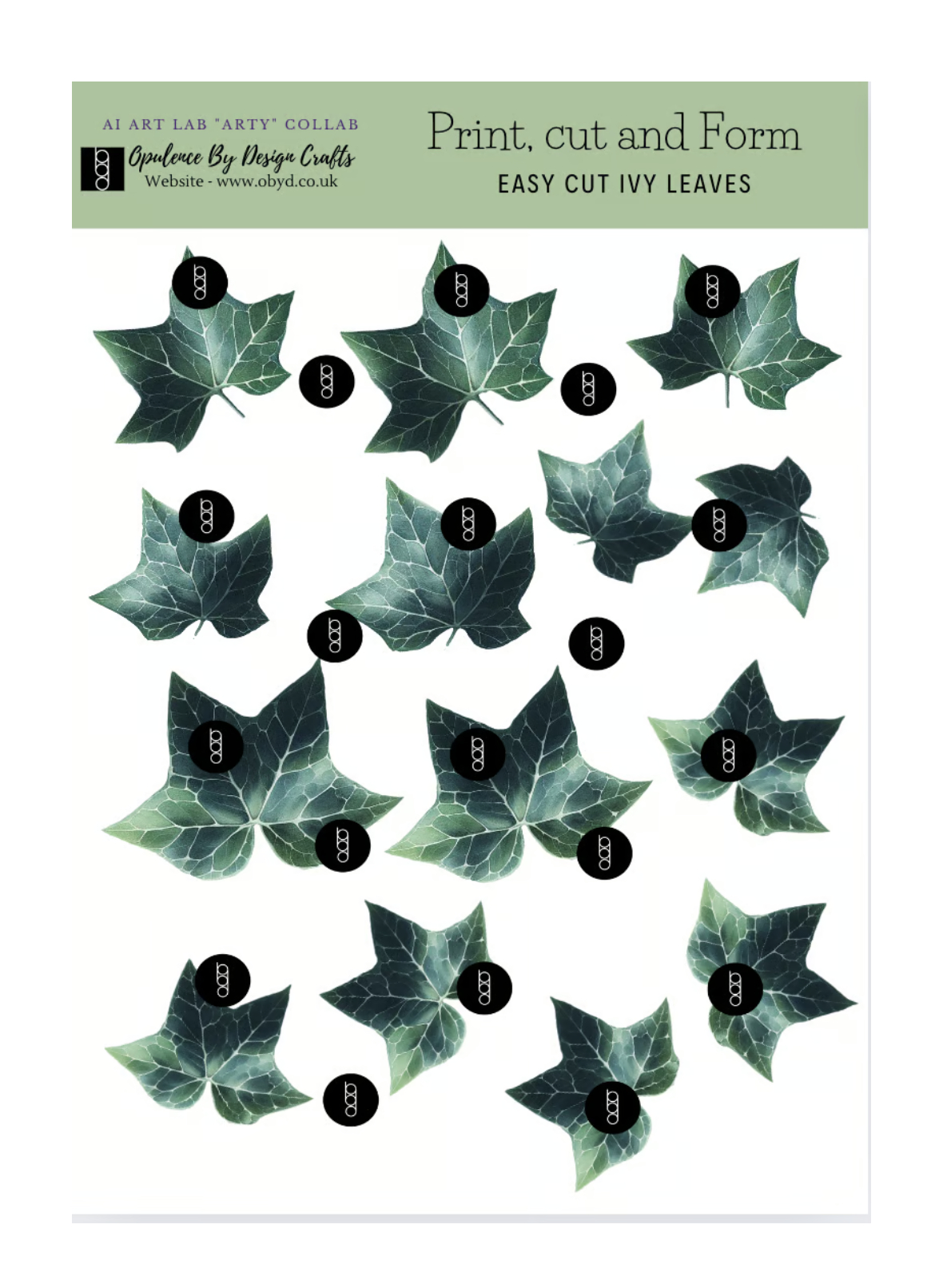 Print, Cut And Form - Easy Cut Ivy Leaves Pdf Digital Download. Deep Green intended for Printable Ivy Leaf Template