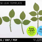 Rose Leaf Svg Template, Leaves Svg, Paper Flower Leaves, Leaf With Rose Leaf Template Printable