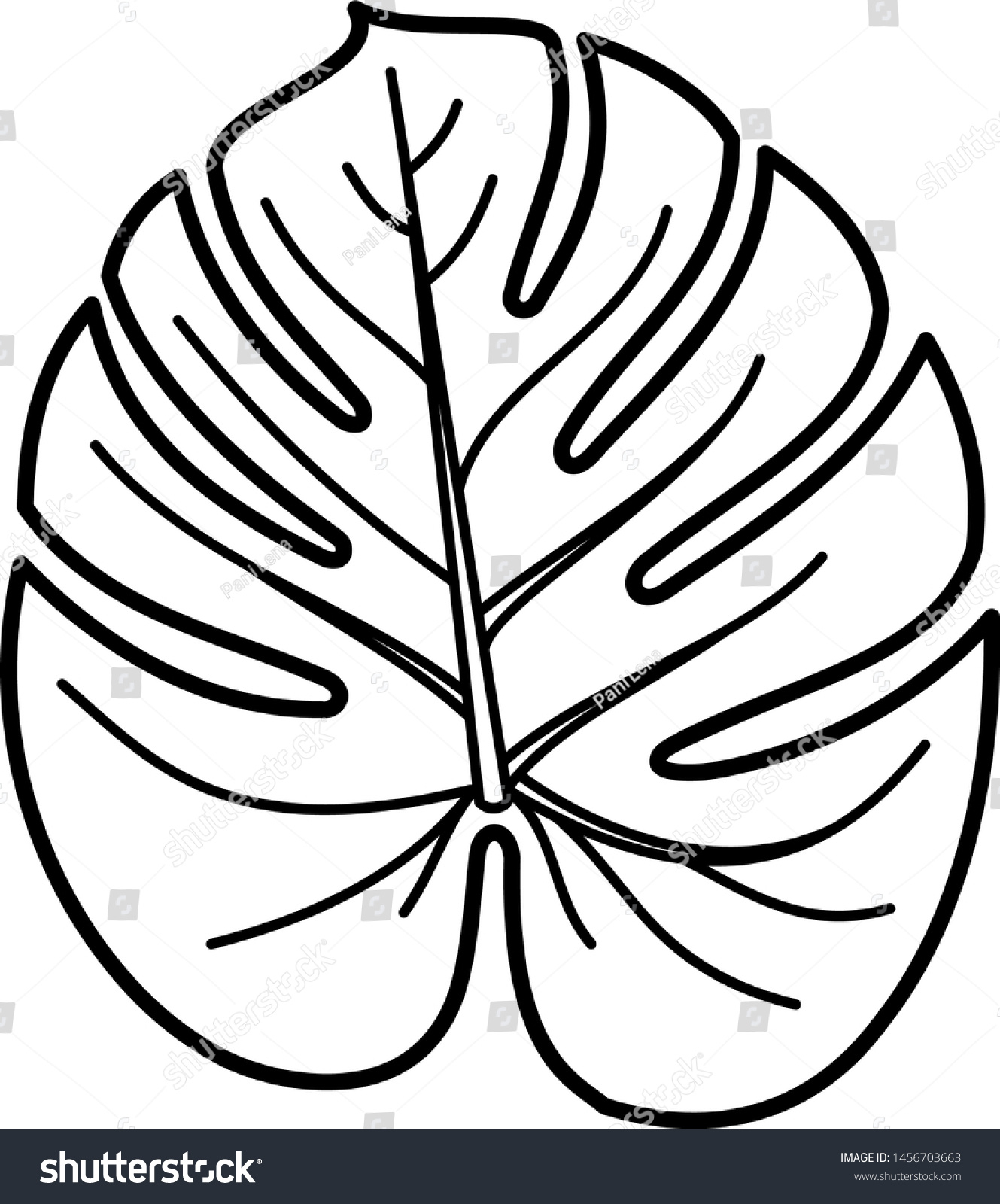 Tropical Leaf Icon Outline Style Coloring Stock Vector (Royalty with Outline Jungle Leaf Template Printable